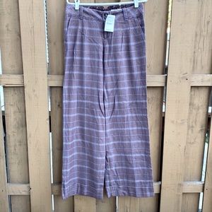 Free People Purple Plaid Boot Cut Pants